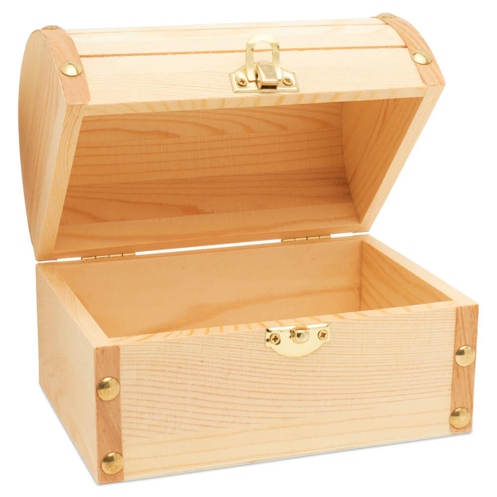 Unfinished Wooden Treasure Chest, 6" x 4.5" - Image 4